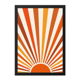 Retro Sun Wall Art, 70s Style Print, Vintage Sunrise Poster, Abstract Geometric Art, Boho Home Decor, Orange and Beige Wall Art - Tawshia